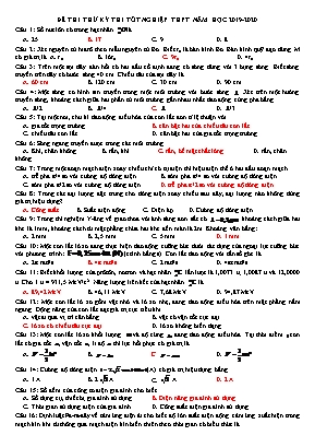 Đề thi thư kỳ thi Tốt nghiệp THPT môn Vật lý - Năm học 2019-2020